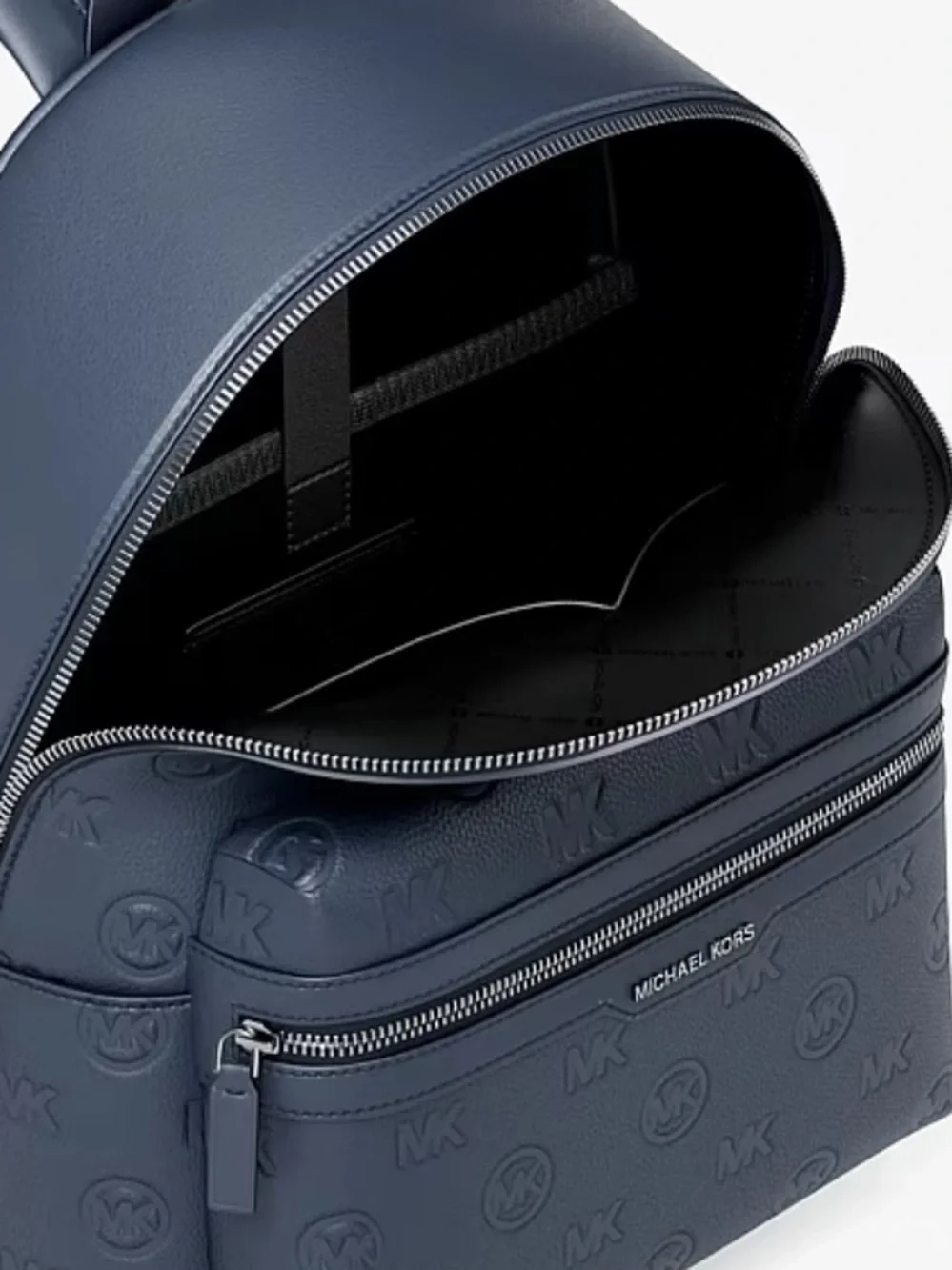 Michael Kors Men's Navy Embossed Logo Leather Backpack